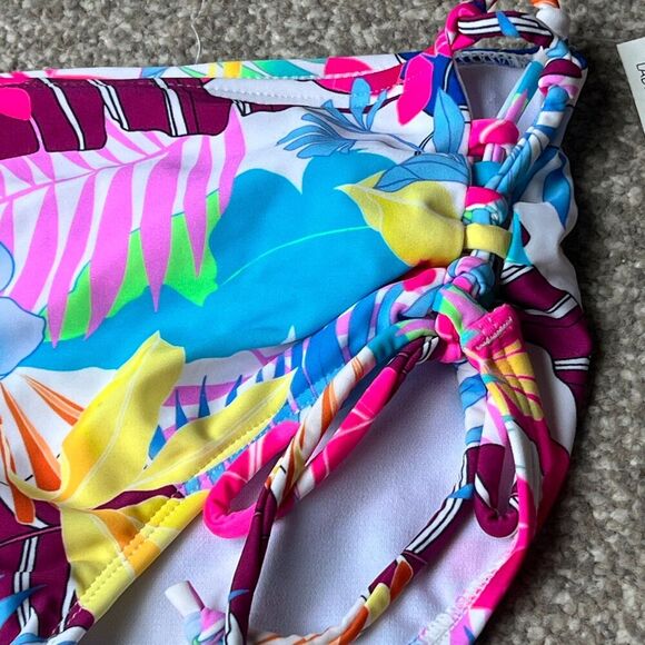 California Waves Swim sz XS X-Small Colorful Print High Waist Bottoms - Picture 7 of 8